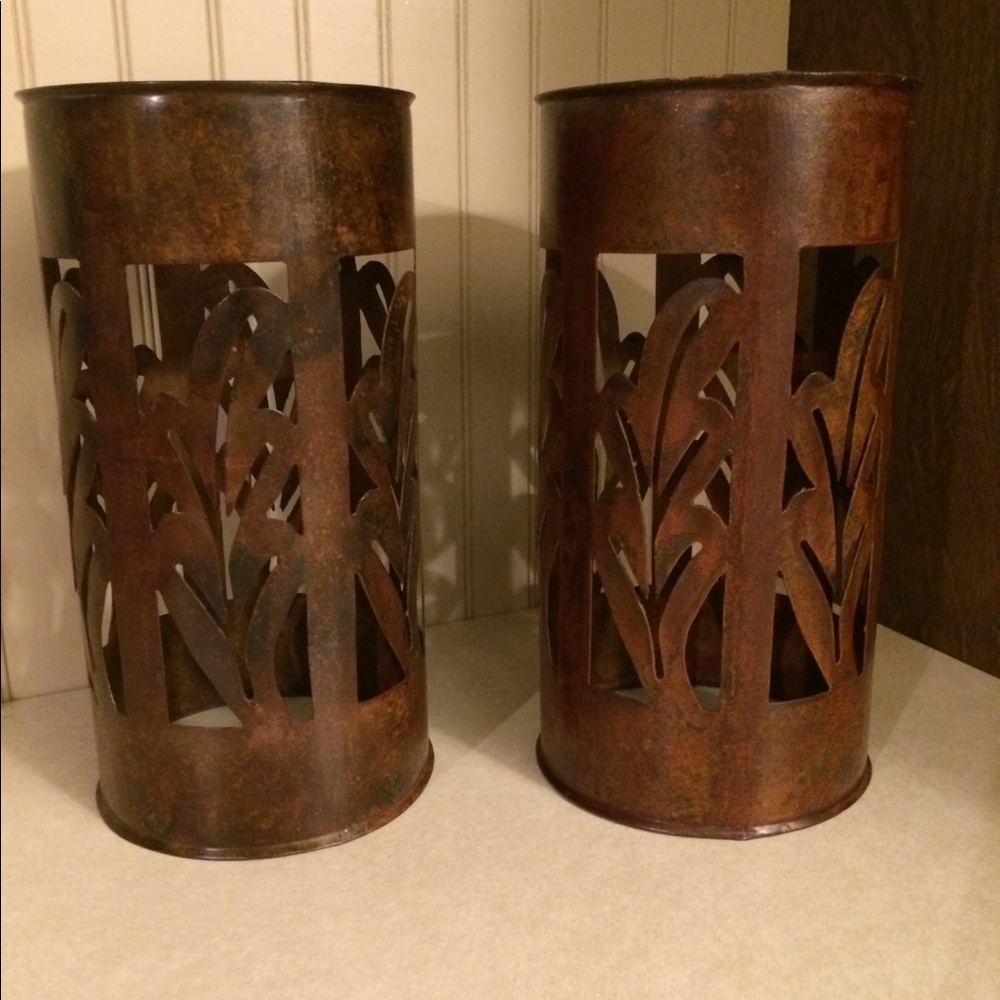 Pair of Rustic Metal Cylinders